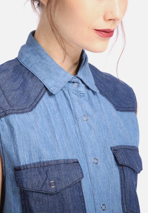 All About Eve - Double Denim Sleeveless Shirt 
