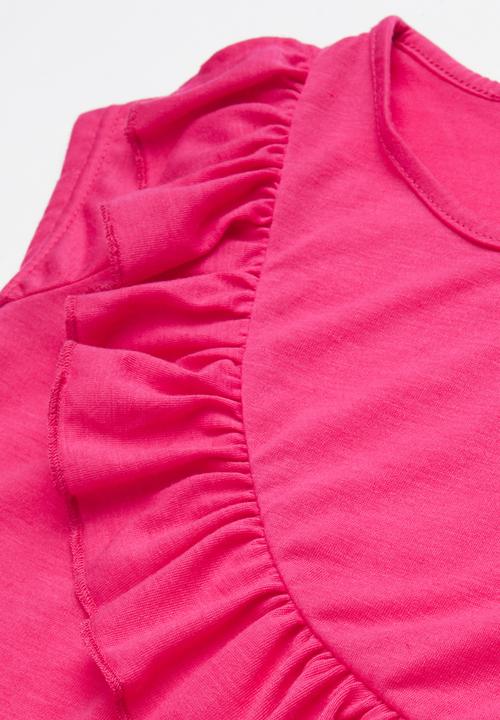 Pop Candy - Shorts sleeve tee with frill - pink