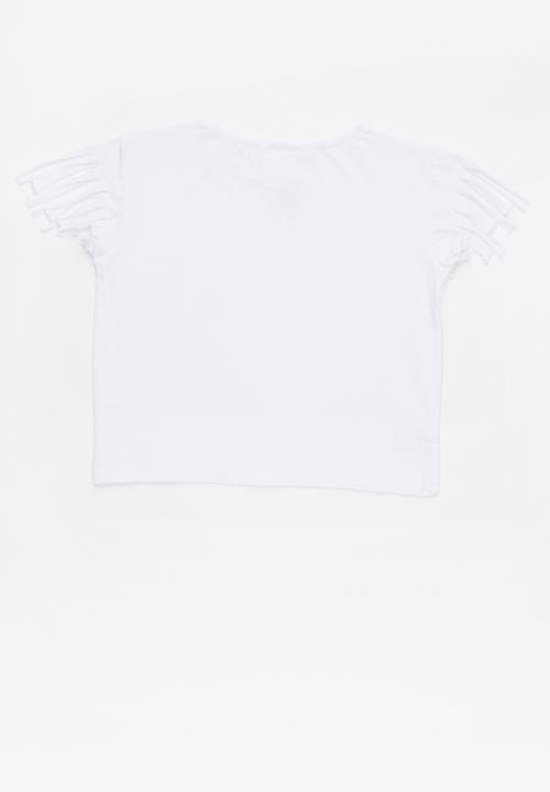 Pop Candy - Fringe sleeve top - white