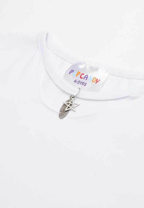 Pop Candy - Fringe sleeve top - white