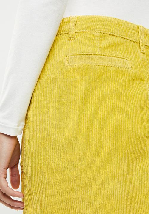 Missguided - Button through cord skirt - yellow