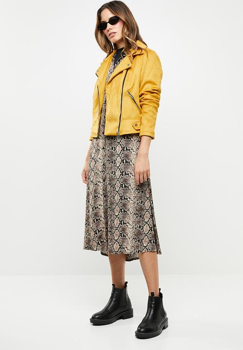 New Look - Olivia suedette biker - yellow