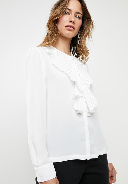 ONLY - Alicante pleat flounce blouse - white