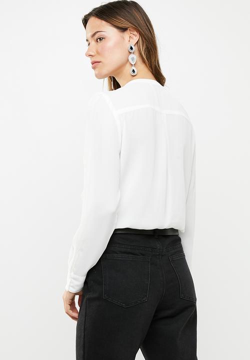 ONLY - Alicante pleat flounce blouse - white