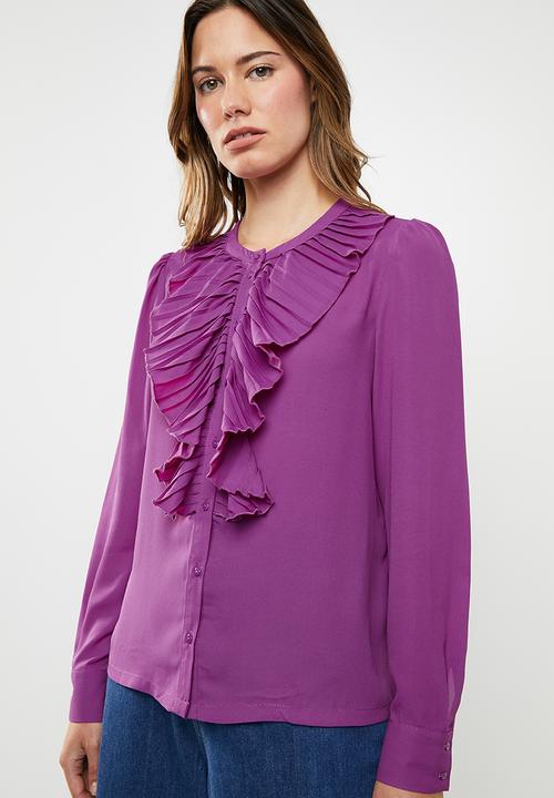 ONLY - Alicante pleat flounce blouse - purple 
