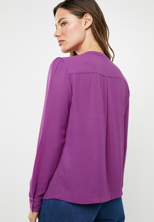 ONLY - Alicante pleat flounce blouse - purple 