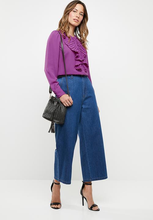 ONLY - Alicante pleat flounce blouse - purple 