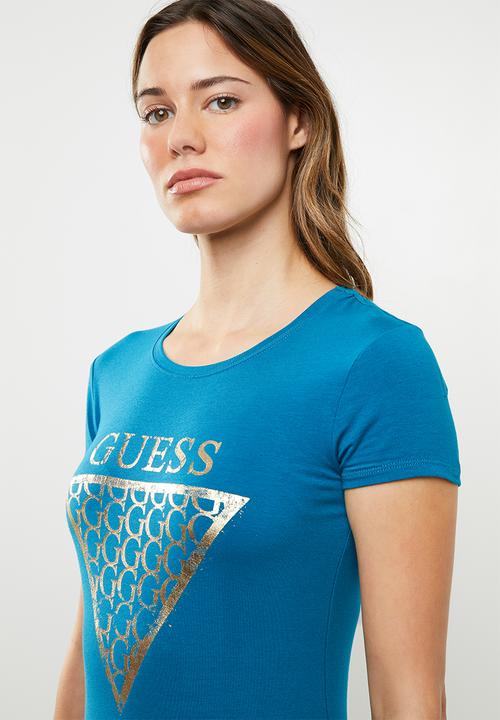 GUESS - Short sleeve g tri T-shirt - blue