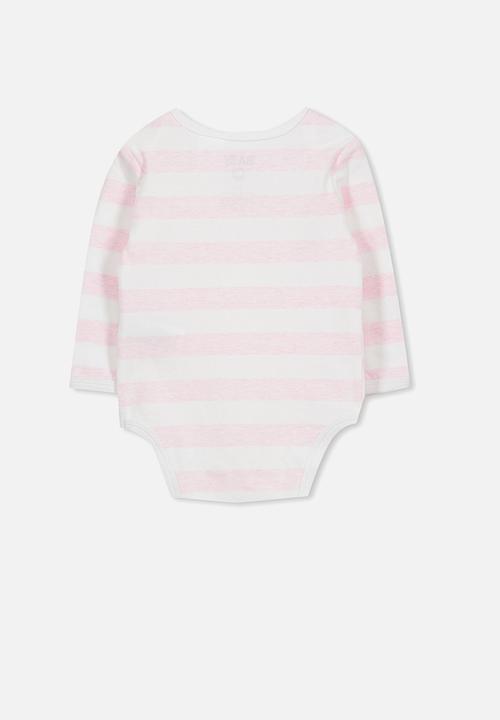 Cotton On - Mini long sleeve bubby - white & pink