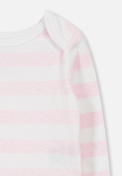 Cotton On - Mini long sleeve bubby - white & pink