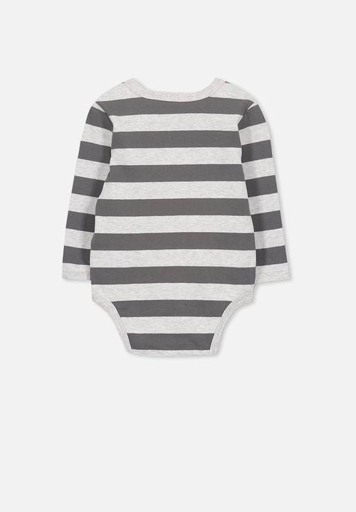 Cotton On - Mini long sleeve bubby - grey & charcoal