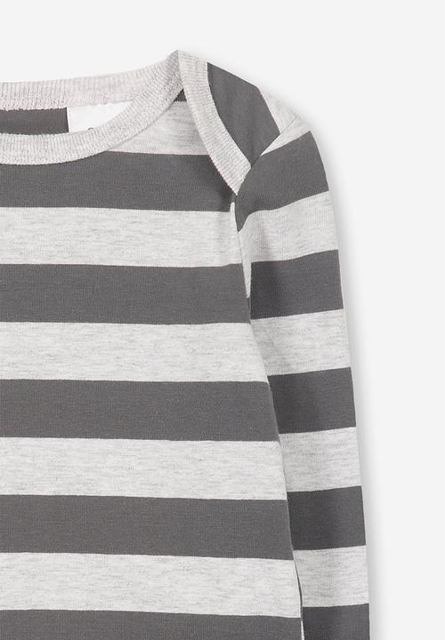 Cotton On - Mini long sleeve bubby - grey & charcoal