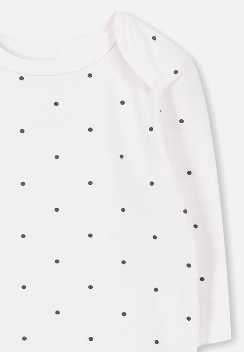 Cotton On - Mini long sleeve bubby - white & black