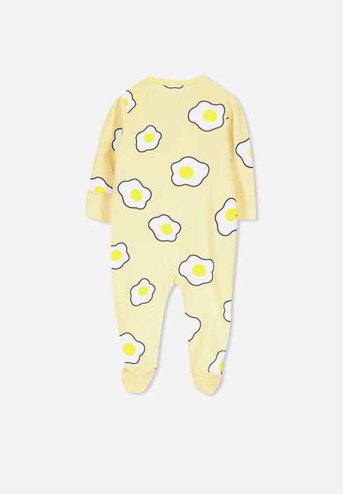 Cotton On - Mini zip through romper - yellow & white