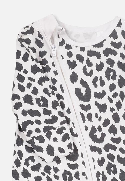 Cotton On - Mini zip through romper - white & black