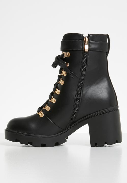 Public Desire - Faux leather combat boot - black pu