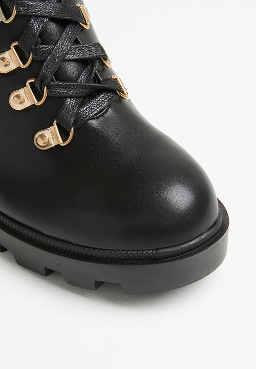 Public Desire - Faux leather combat boot - black pu