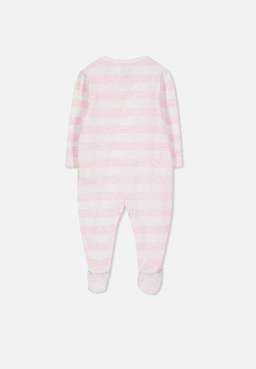 Cotton On - Mini zip through romper - white & pink