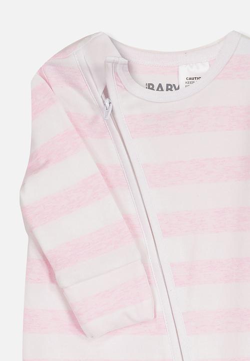Cotton On - Mini zip through romper - white & pink