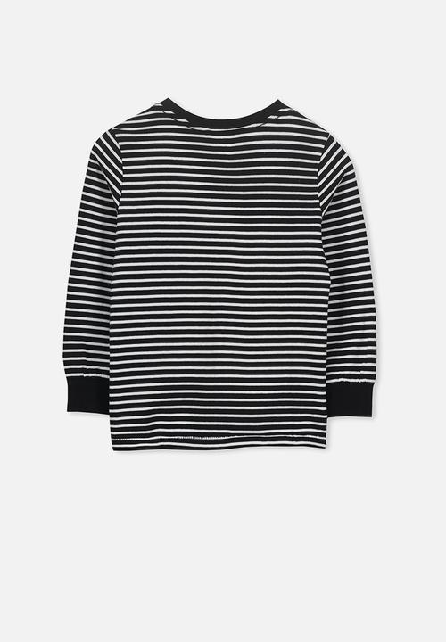 Cotton On - Core long sleeve tee - white & black