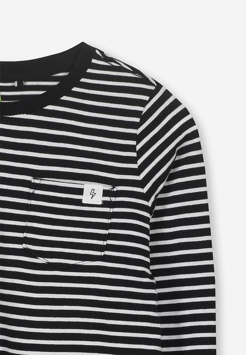 Cotton On - Core long sleeve tee - white & black