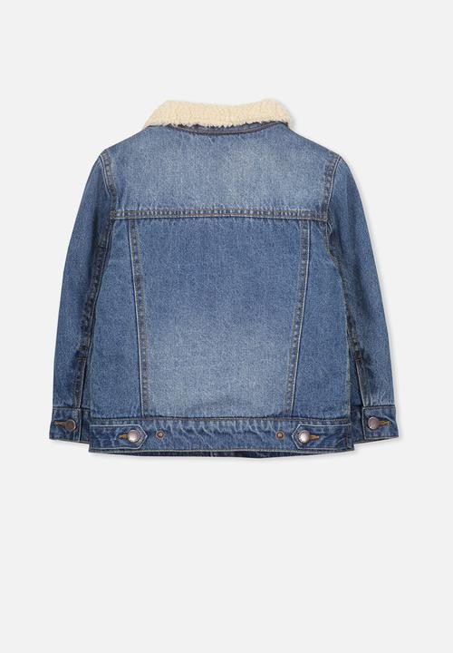 Cotton On - Jessie denim sherpa jacket - blue