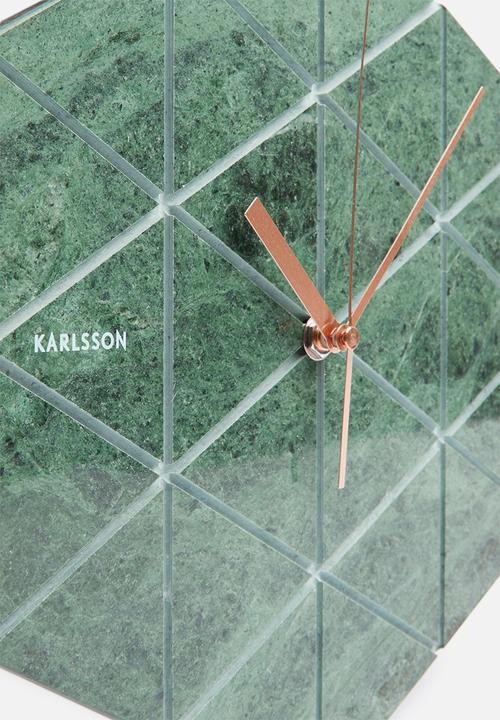 Present Time - Marble hexagon wall clock - green