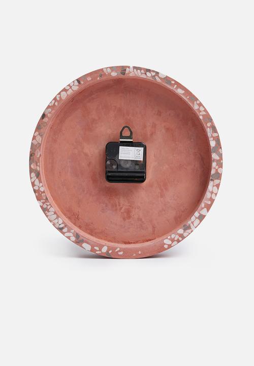 Present Time - Tom wall clock - terazzo pink
