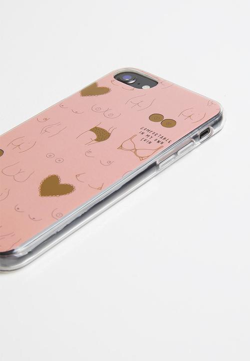 Typo - Printed phone cover universal 6,7,8 - pink & gold
