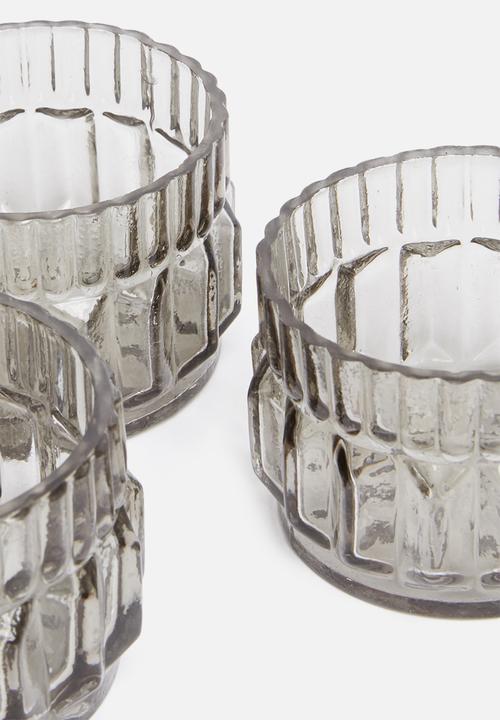 Sixth Floor - Gracie glass votives set of 3 - grey