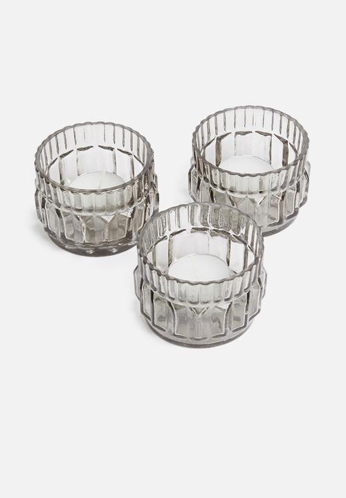 Sixth Floor - Gracie glass votives set of 3 - grey