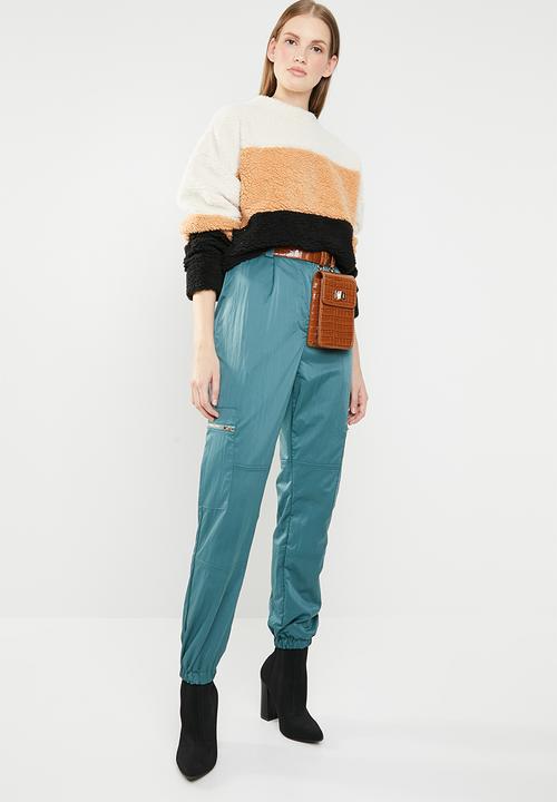 Missguided - Colour block borg crop sweat - multi