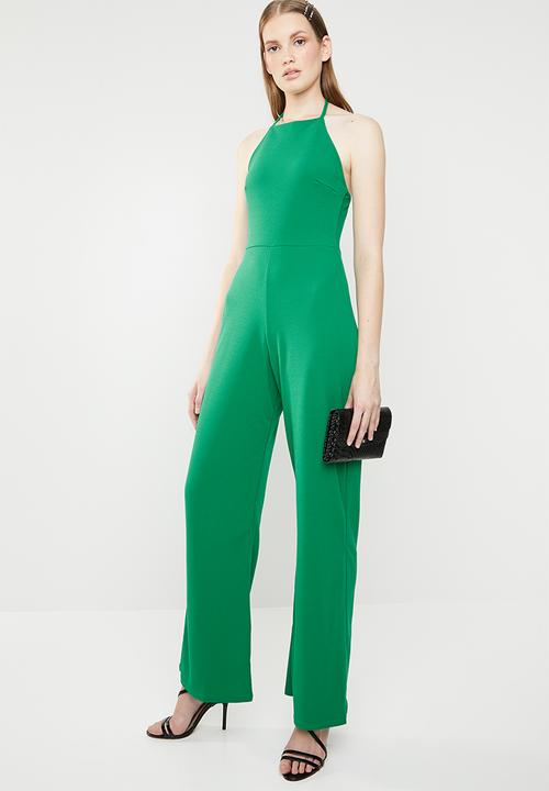 Missguided - 90s Neck wide leg jumpsuit - green