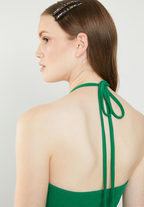 Missguided - 90s Neck wide leg jumpsuit - green