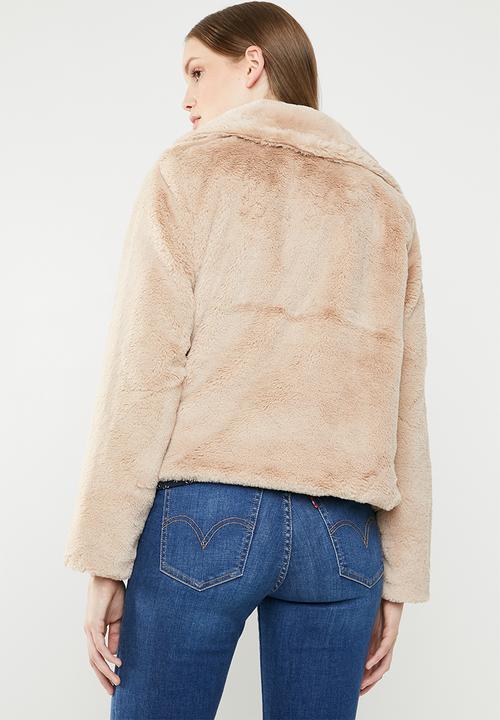 Revenge - Faux fur cropped jacket - beige