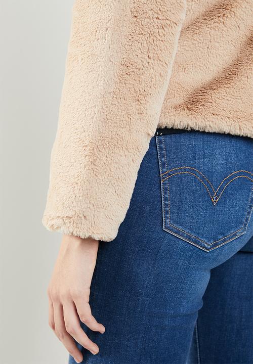 Revenge - Faux fur cropped jacket - beige