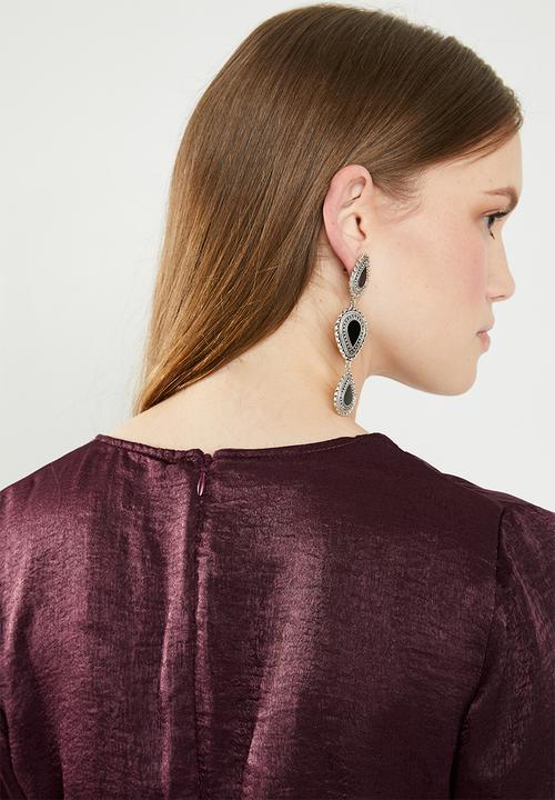 Missguided - Hammered satin twist front dress - burgundy