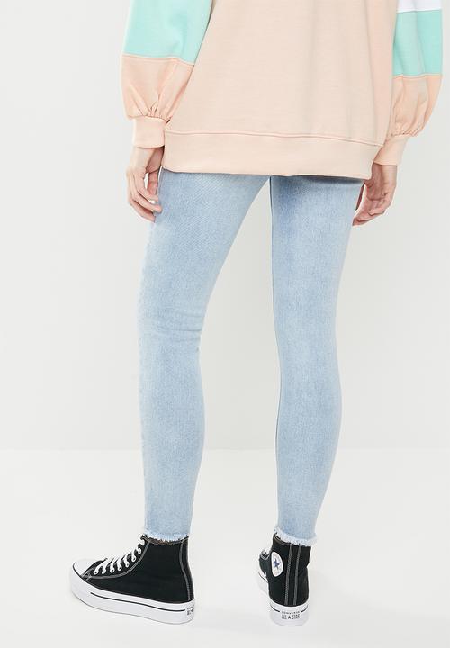 Missguided - Sinner authentic high waisted distressed skinny- blue