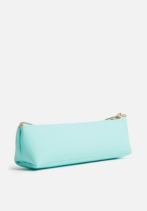 Typo - Mini matte pencil case - blue & white