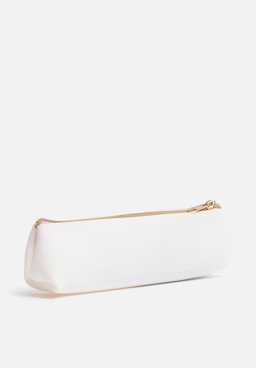 Typo - Mini matte pencil case - white & pink