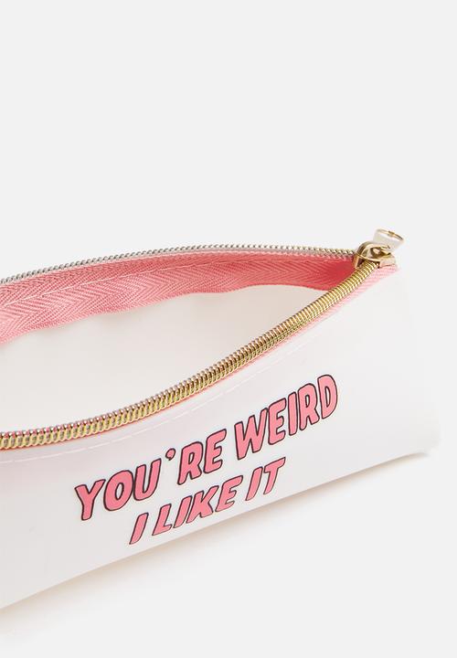 Typo - Mini matte pencil case - white & pink
