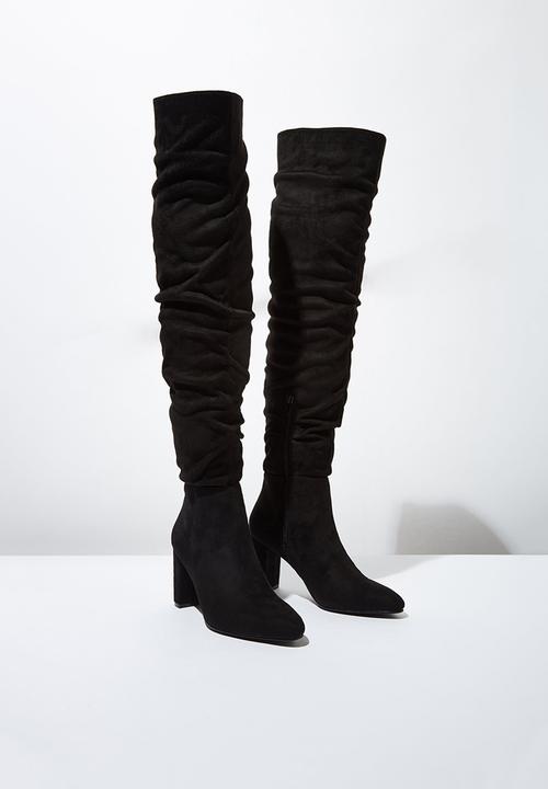 Cotton On - Faux leather knee lengthslouch boot - black