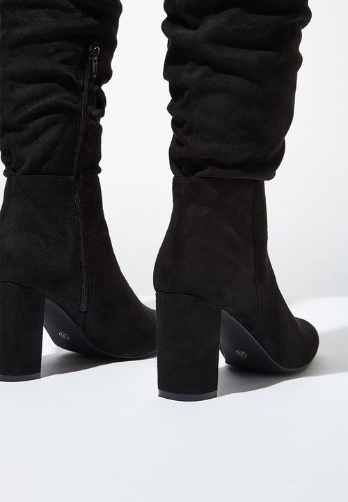 Cotton On - Faux leather knee lengthslouch boot - black