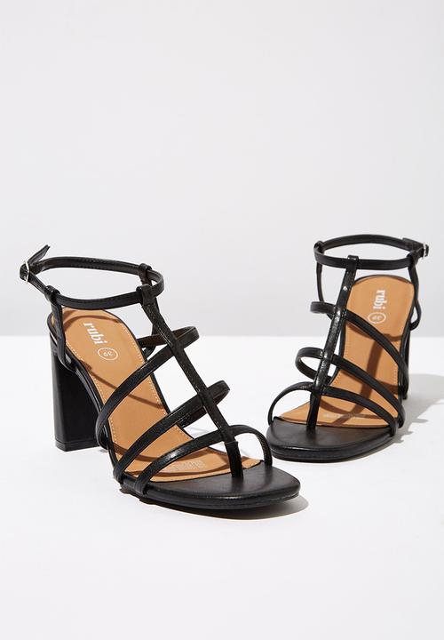 Cotton On - Farrah strappy toe post heel - black