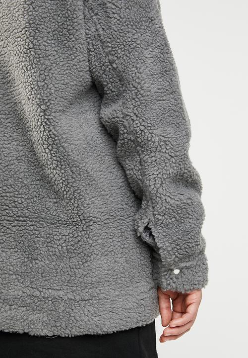 Missguided - Oversized zip through borg jacket - grey