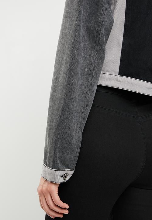 Missguided - Colour block patchwork denim jacket - black