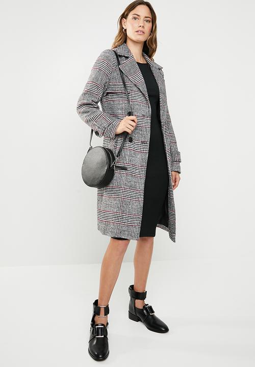 Missguided - Check formal belted trench coat - multi