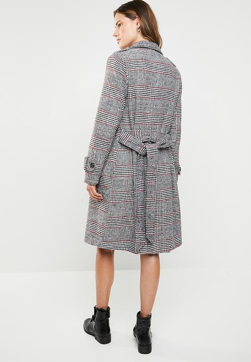 Missguided - Check formal belted trench coat - multi
