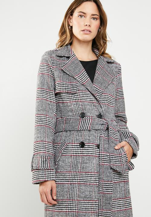 Missguided - Check formal belted trench coat - multi