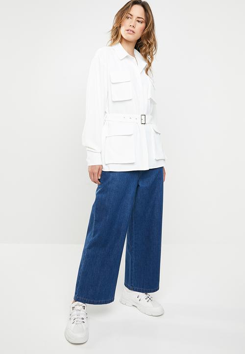 Missguided - Belted shirt jacket - white